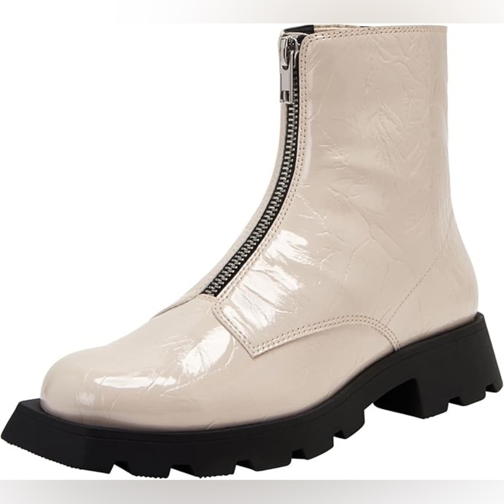 NIB Katy Perry Collections 9.5 The Daarling Combat Boot In Chalk Embossed